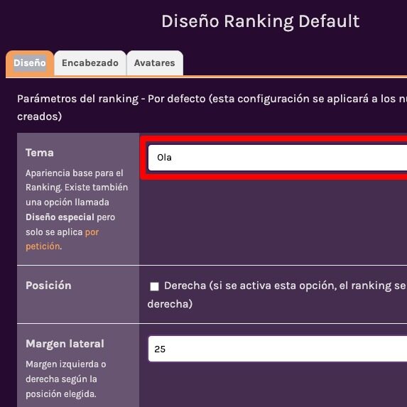 Diseño Tema Ranking